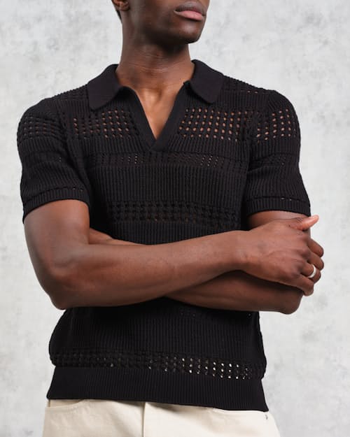 on model image of Siena Open Knit Polo