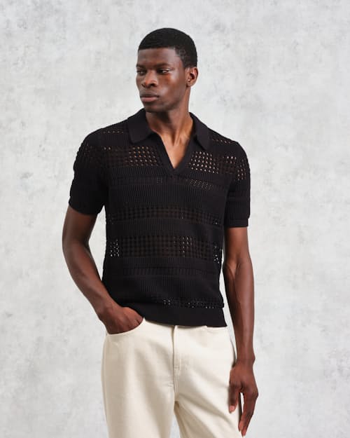 on model image of Siena Open Knit Polo