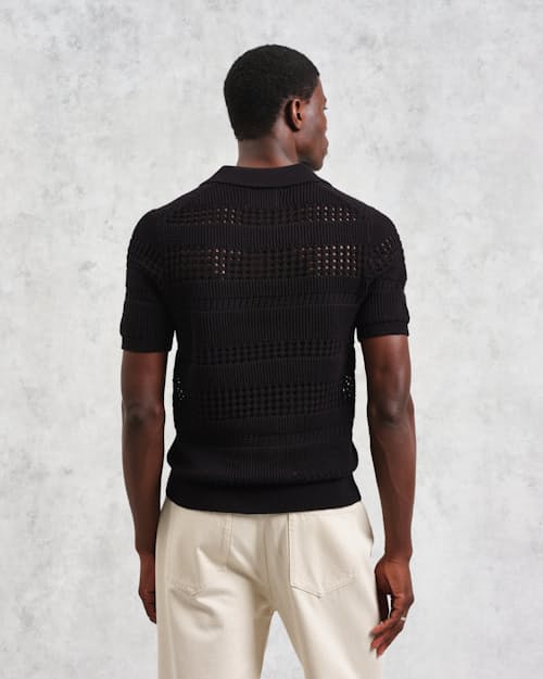 on model image of Siena Open Knit Polo
