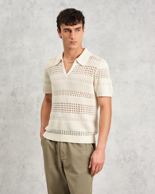 on model image of Siena Open Knit Polo