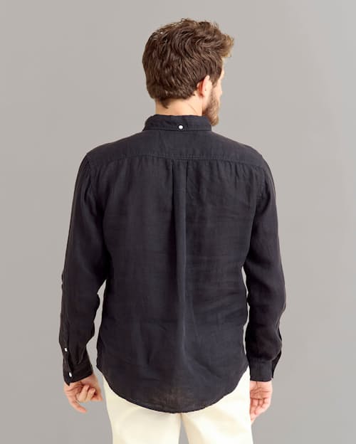 on model image of Tuscumbia Linen Shirt