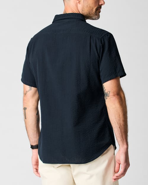 on model image of Seersucker Short Sleeve Shirt