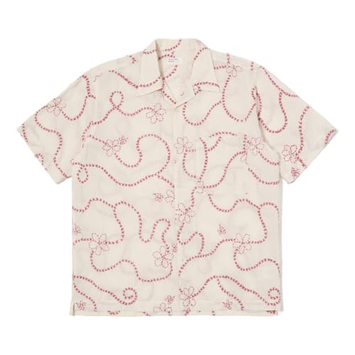 laydown image of Kantha Embroidered Summer Camp Collar Shirt