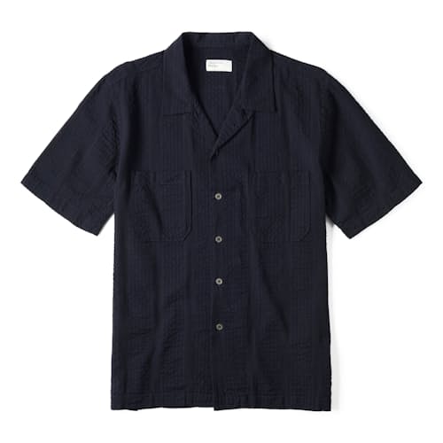 laydown image of Sal Summer Seersucker Camp Collar Shirt