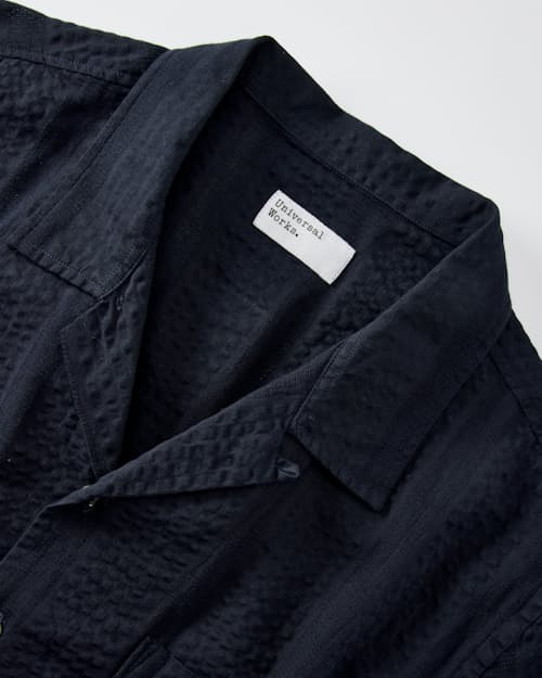 laydown detail image of Sal Summer Seersucker Camp Collar Shirt