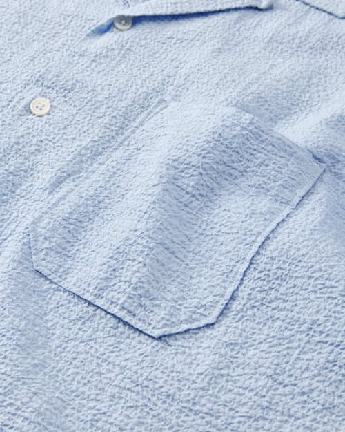 laydown detail image of Crinkled Seersucker Camp Collar Shirt