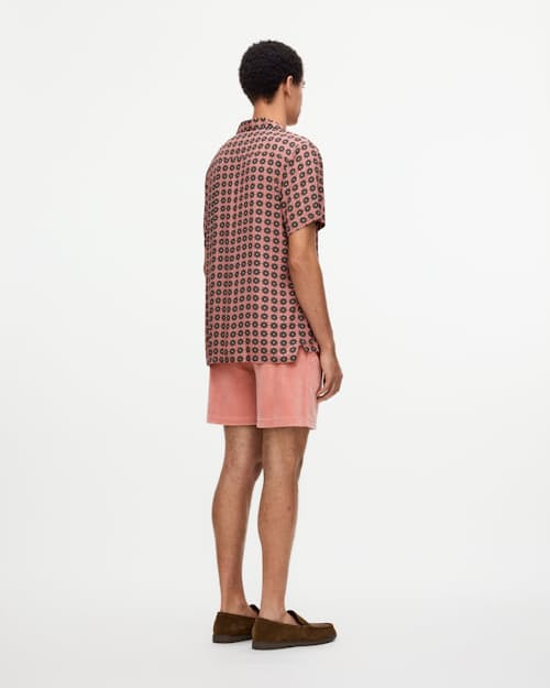 on model image of Blush Lumo Viscose Short Sleeve Shirt
