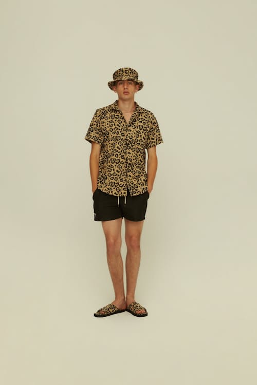 on model image of Leo Short Sleeve Terry Shirt