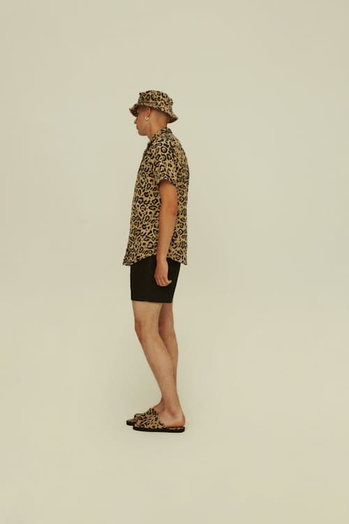on model image of Leo Short Sleeve Terry Shirt