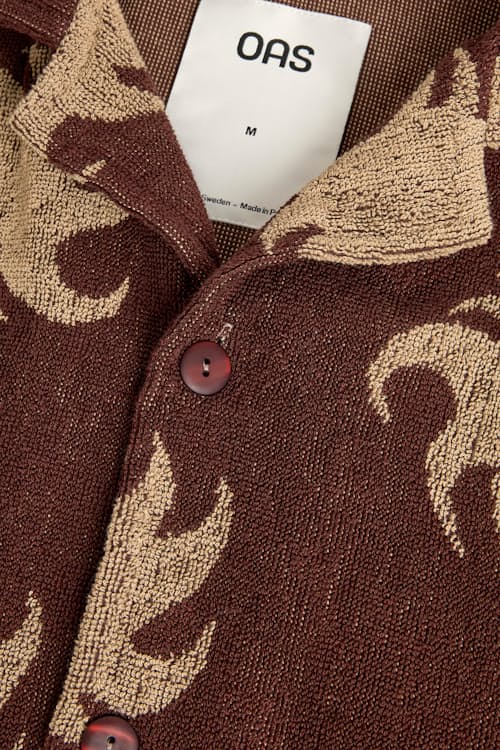 laydown detail image of Mocha Ember Cuba Terry Shirt