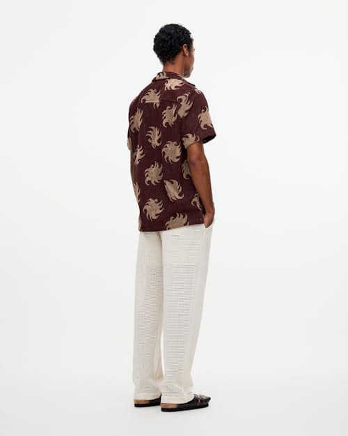 on model image of Mocha Ember Short Sleeve Terry Shirt