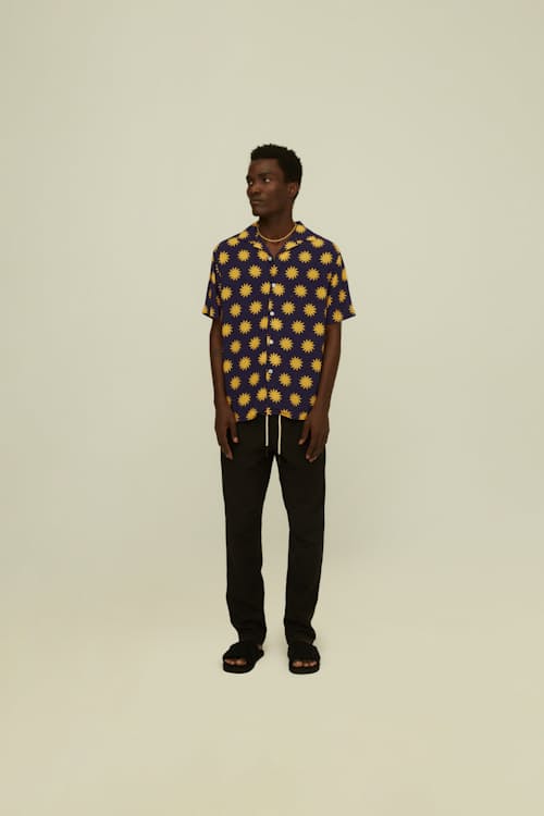 on model image of Sunday Sun Viscose Short Sleeve Shirt