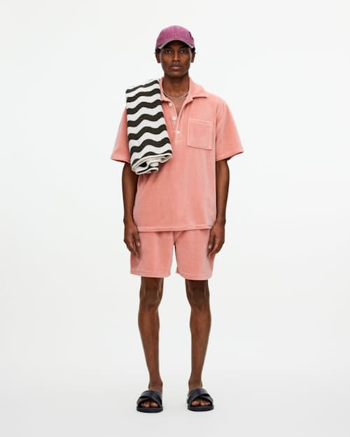 on model image of Velour Short Sleeve Shirt