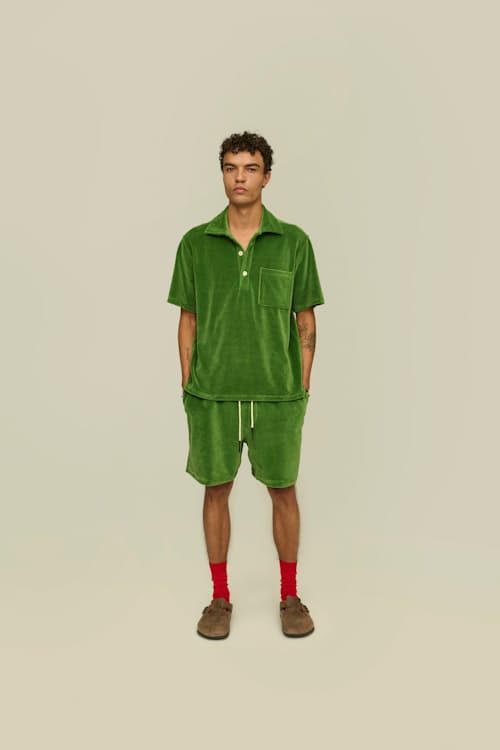 on model image of Penny Green Girona Velour Shirt
