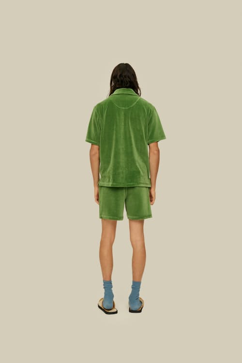 on model image of Penny Green Girona Velour Shirt
