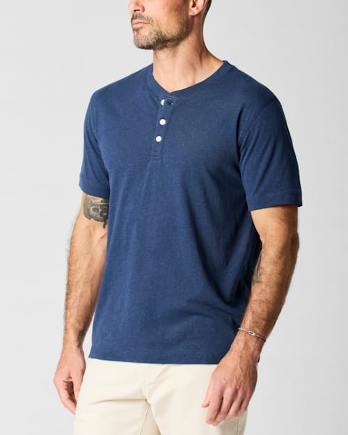 on model image of Hemp Henley