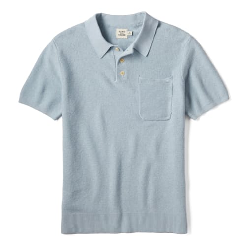 laydown image of Cotton Linen Sweater Polo Shirt