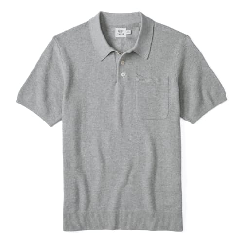 laydown image of Cotton Linen Sweater Polo Shirt