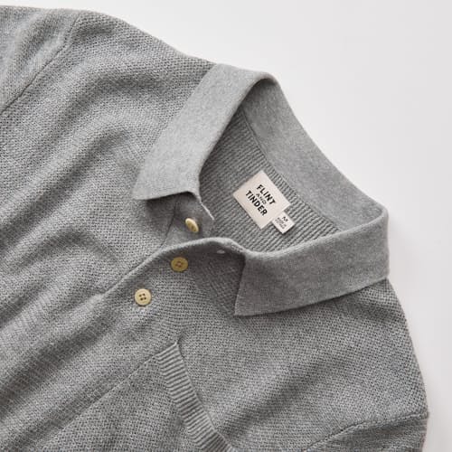 laydown detail image of Cotton Linen Sweater Polo Shirt