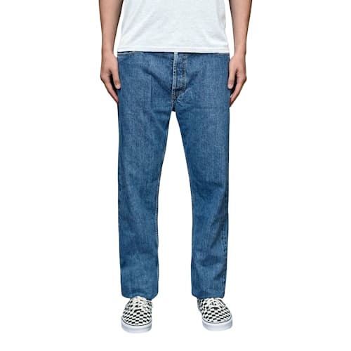 on model image of Classic Straight Selvedge Denim Jeans