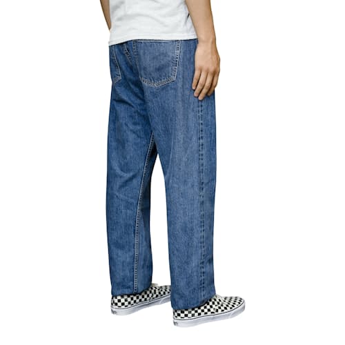 on model image of Classic Straight Selvedge Denim Jeans