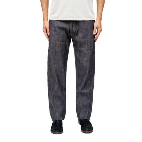 on model image of Classic Tapered Selvedge Denim Jeans
