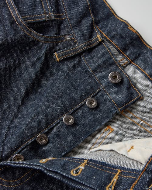 laydown detail image of Classic Straight Selvedge Denim Jeans