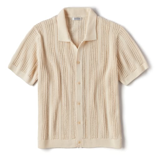laydown image of Knit Mesh Short Sleeve Shirt