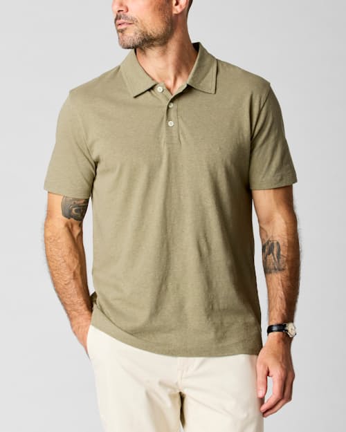 on model image of Cotton Hemp Polo Shirt