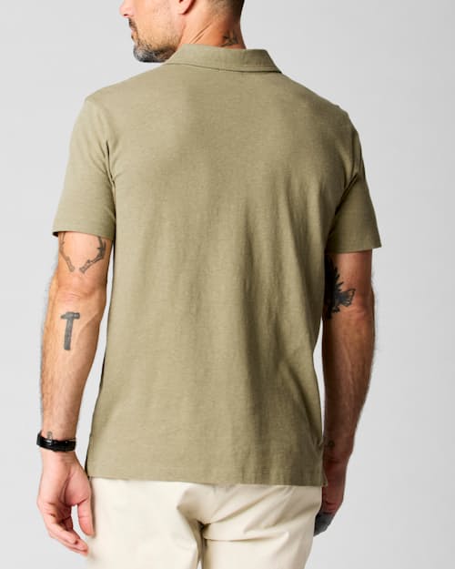 on model image of Cotton Hemp Polo Shirt