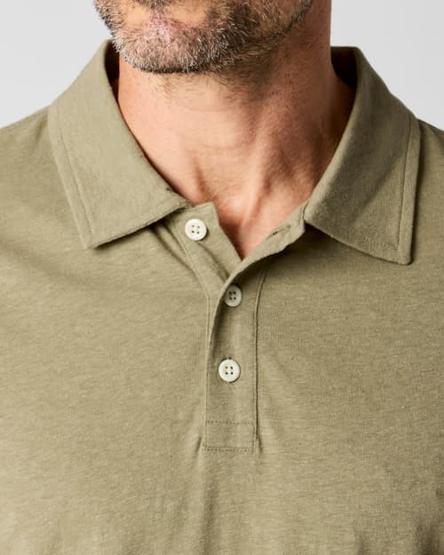 on model image of Cotton Hemp Polo Shirt