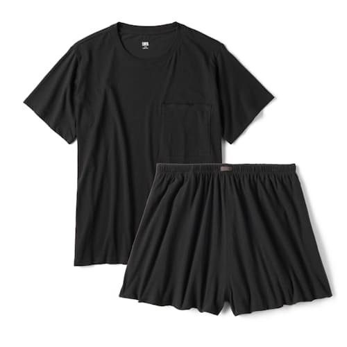 laydown image of Women's Organic Pima Tee Short Set