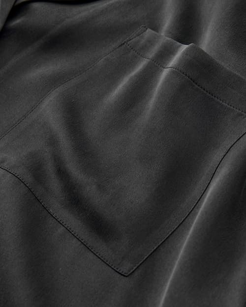 laydown detail image of Women's Washable Silk Relaxed Button Up Short Set