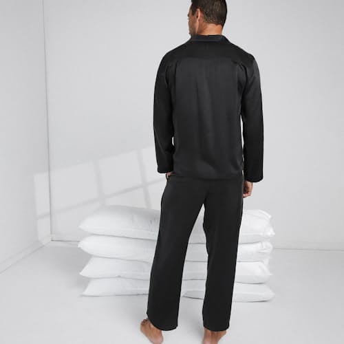 lifestyle image of Washable Silk Button Up Set