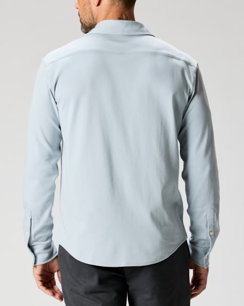 on model image of AloeKnit Long Sleeve Shirt