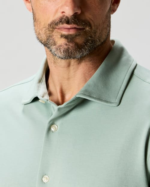 on model image of AloeKnit Long Sleeve Shirt