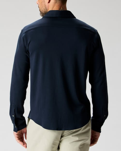 on model image of AloeKnit Long Sleeve Shirt