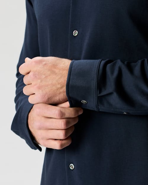 on model image of AloeKnit Long Sleeve Shirt