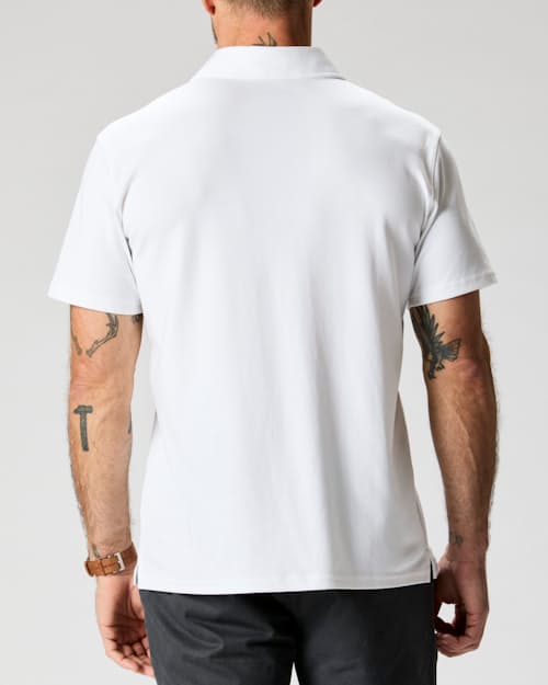 on model image of AloeKnit Polo Shirt