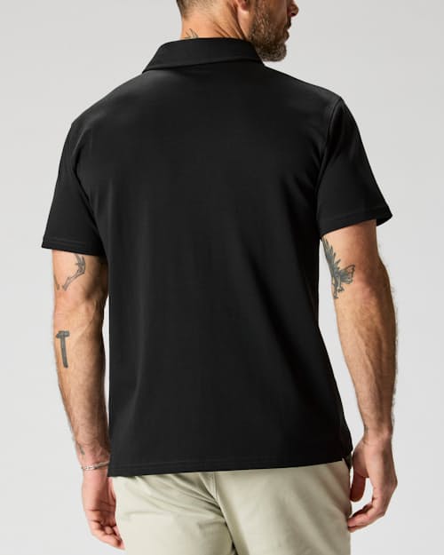 on model image of AloeKnit Polo Shirt