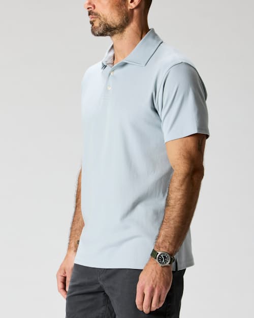 on model image of AloeKnit Polo Shirt
