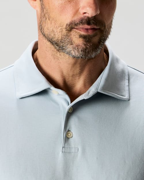 on model image of AloeKnit Polo Shirt