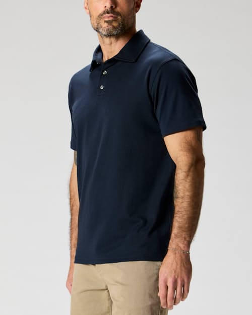 on model image of AloeKnit Polo Shirt