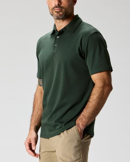 on model image of AloeKnit Polo Shirt