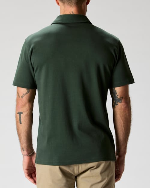 on model image of AloeKnit Polo Shirt