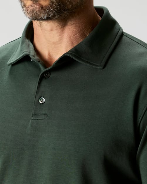 on model image of AloeKnit Polo Shirt