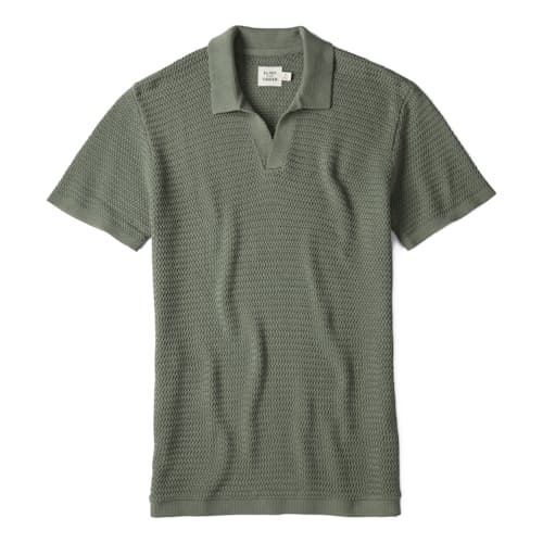 laydown image of Crochet Knit Polo Shirt