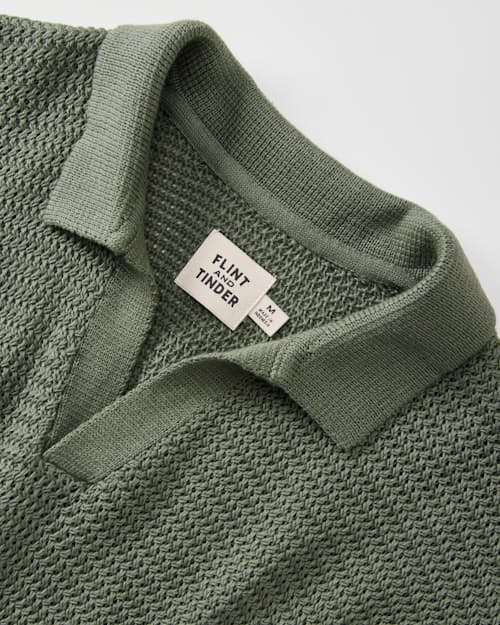 laydown detail image of Crochet Knit Polo Shirt
