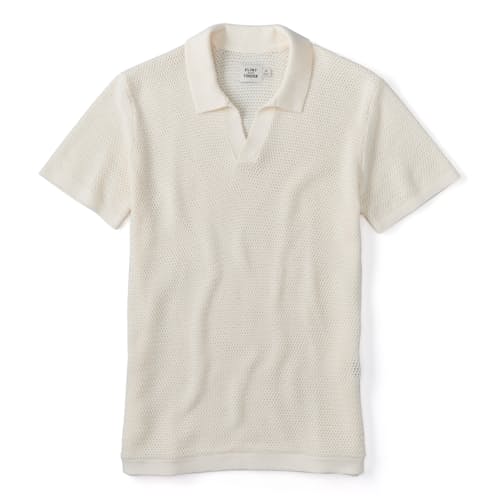laydown image of Crochet Knit Polo Shirt