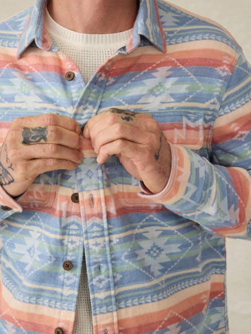 on model image of Doug Goodfeather Canyon Overshirt